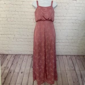 Vintage 1970's Lorrie Deb Union Label Pink Long Floral Zip Formal Dress - 7/8